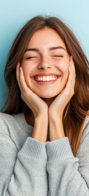 Young woman smiling joyfully